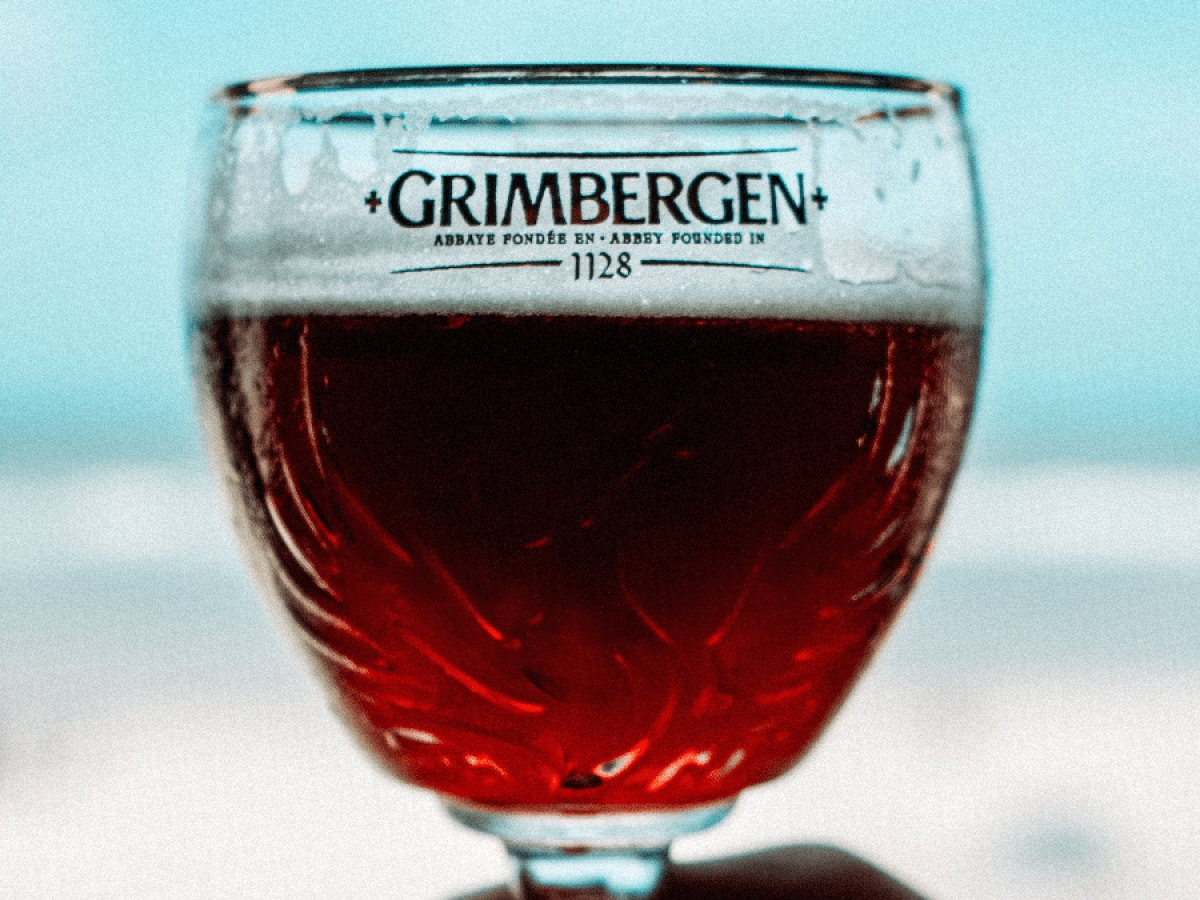 Lot de 2 verres à bière Grimbergen belge nucléés - 33 cl 