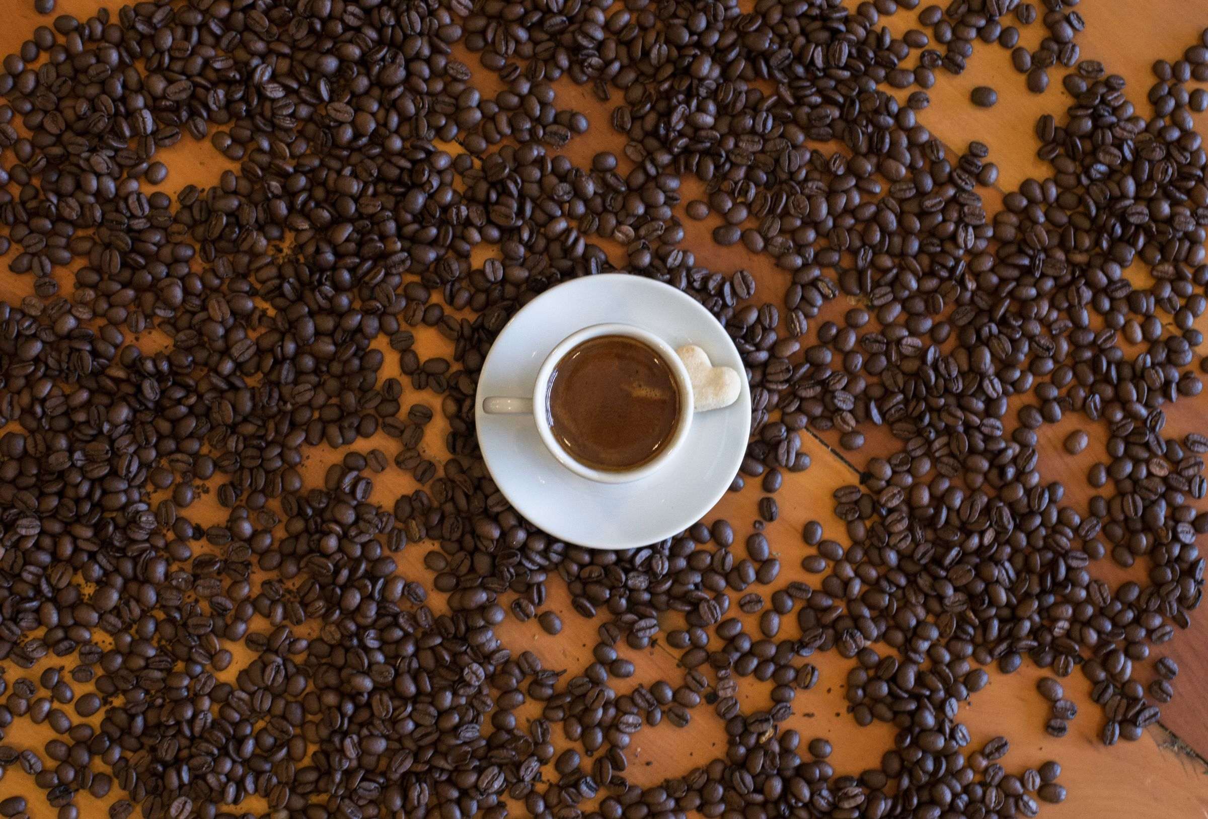 Tasse de café et grains de café