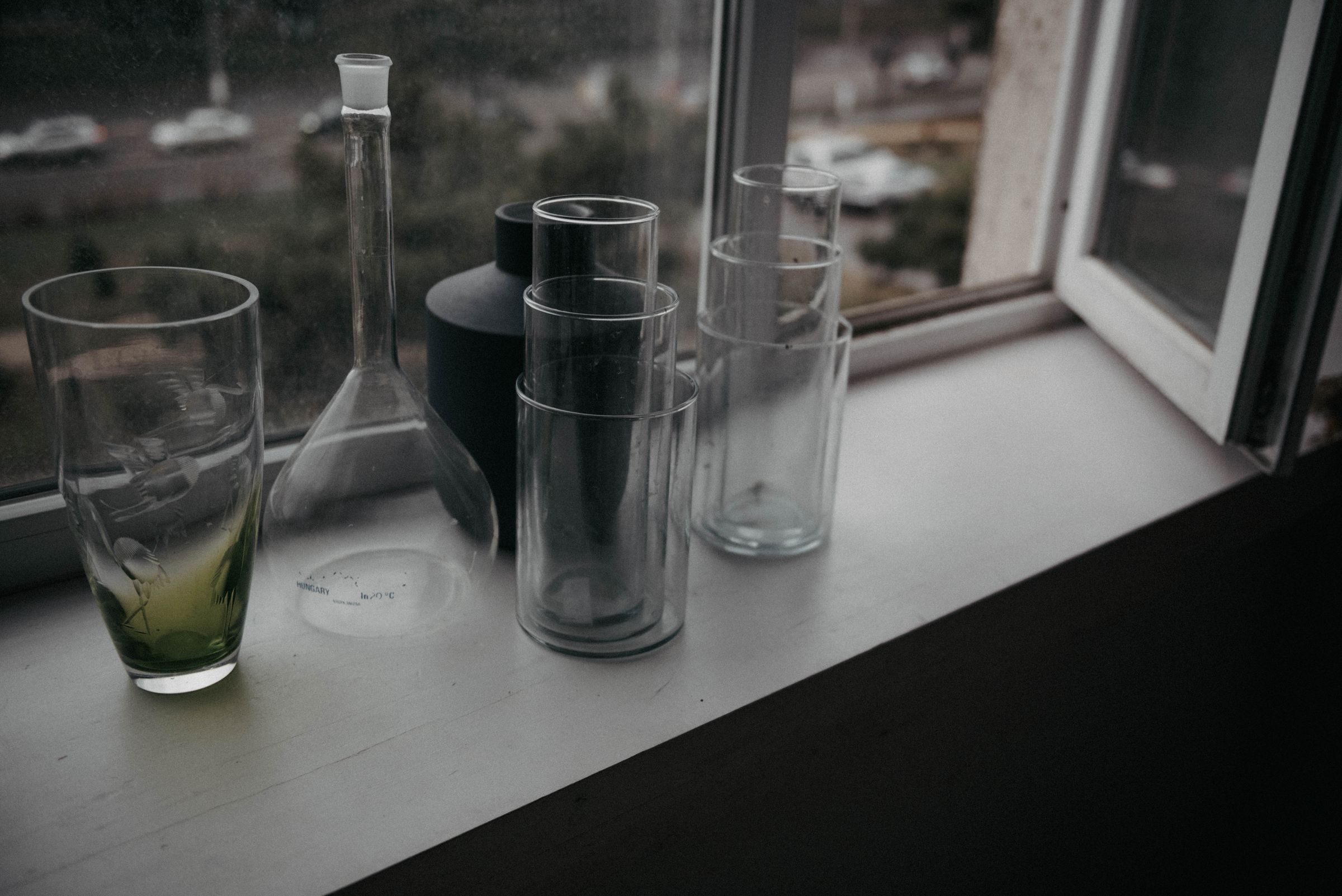 Verres alignés